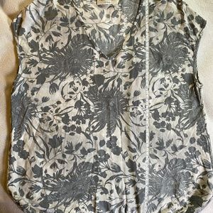 Rosemunde of Denmark Women's Sz 42 Tee-shirt White, Grey 100% Viscose crepe